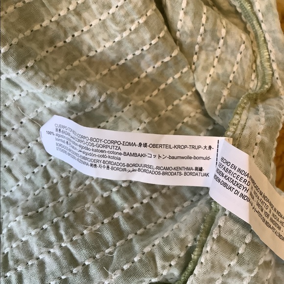 Zara Quilted Caftan Tunic Minidress Green Tribal XL - Picture 4 of 6